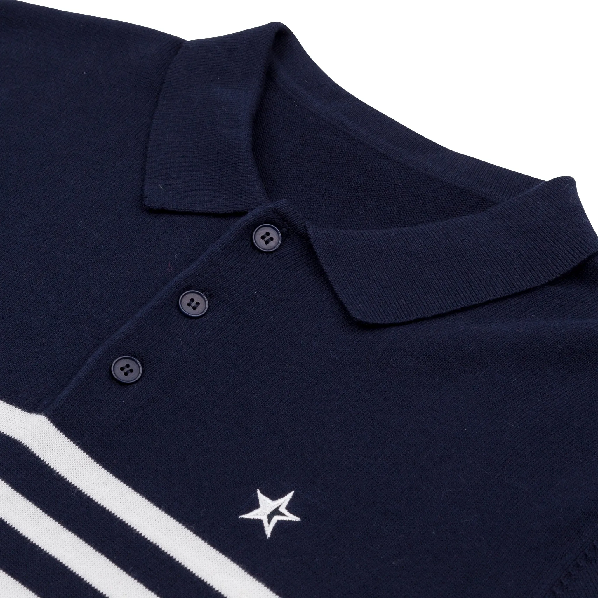 Play Well Knitted Polo - Breton Navy/White