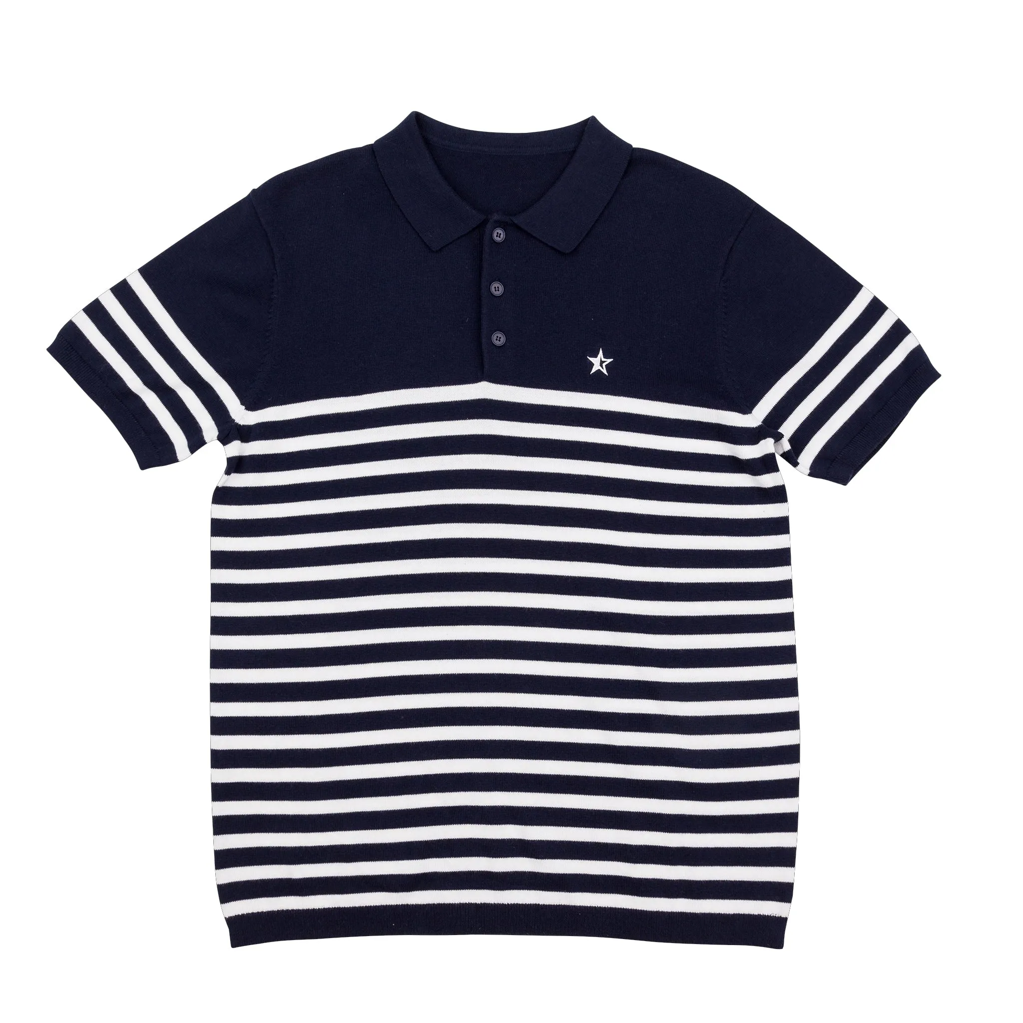 Play Well Knitted Polo - Breton Navy/White