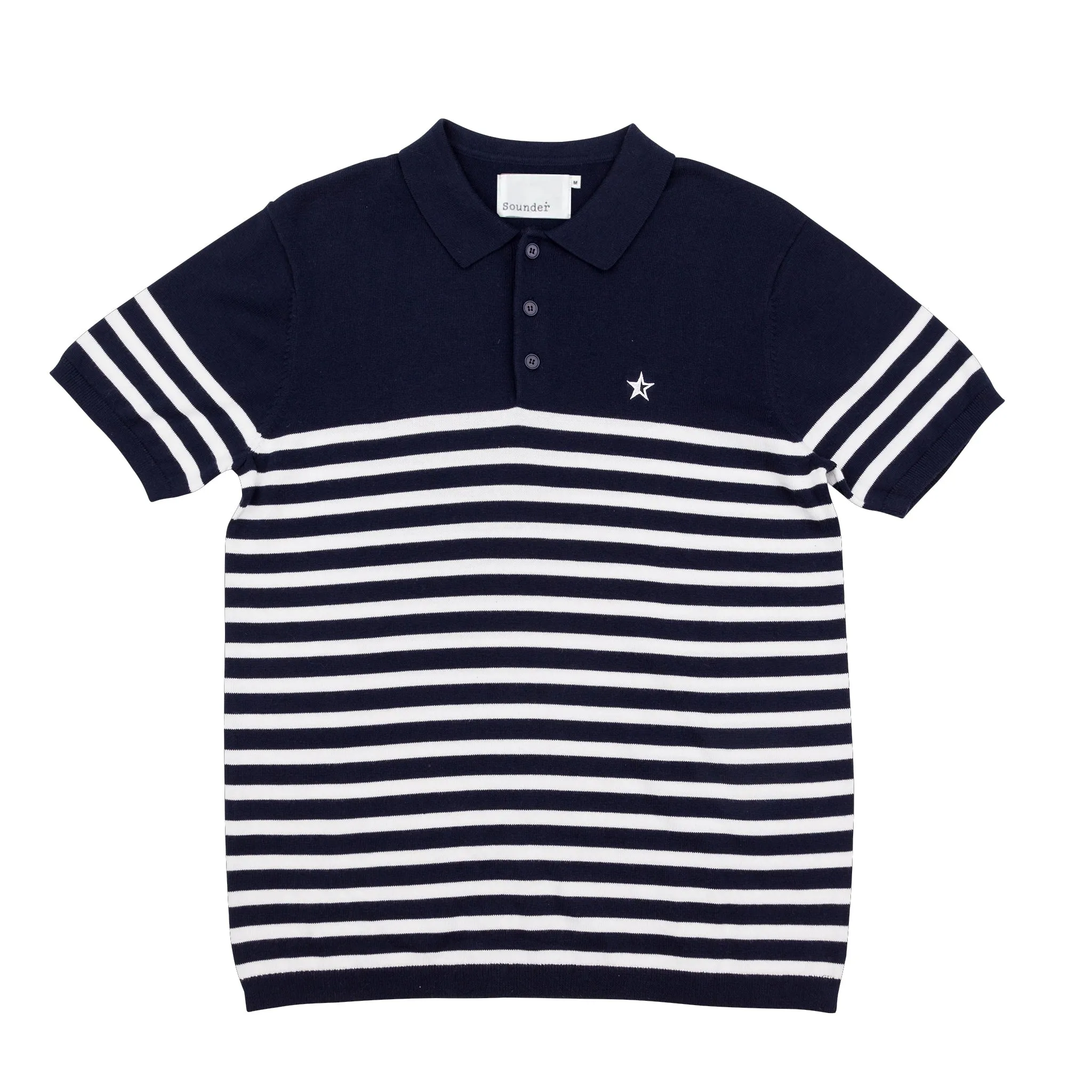 Play Well Knitted Polo - Breton Navy/White