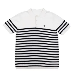 Play Well Knitted Polo - Breton White/ Navy