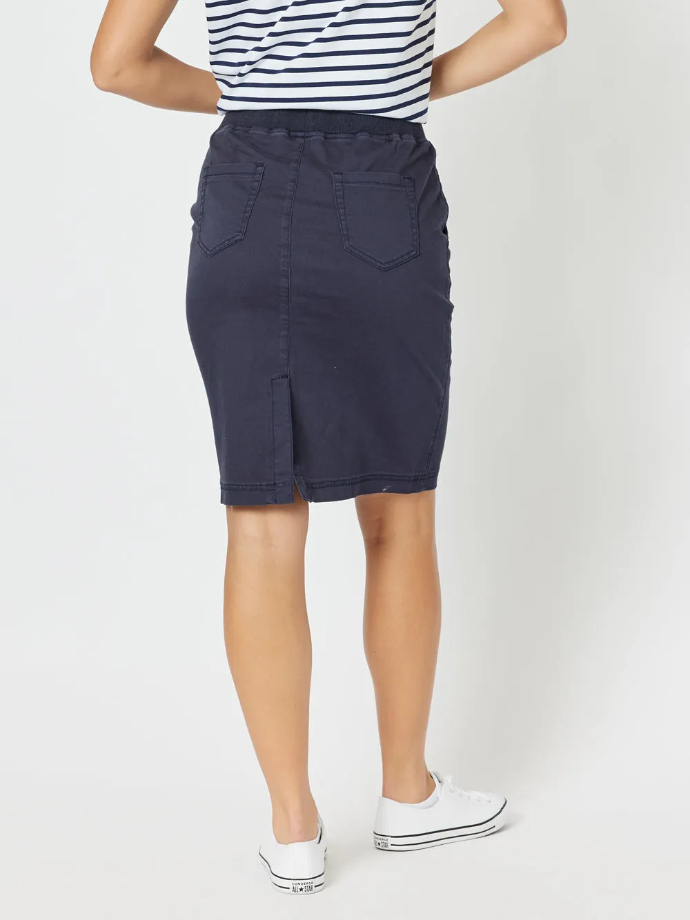 Portia Cotton Skirt - Navy