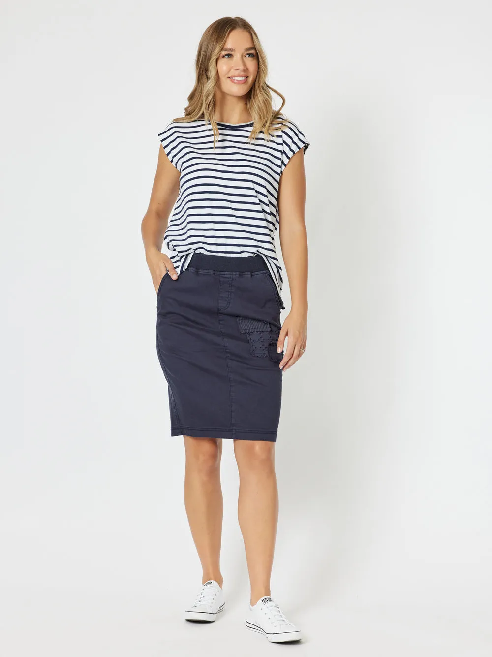 Portia Cotton Skirt - Navy