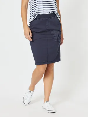 Portia Cotton Skirt - Navy