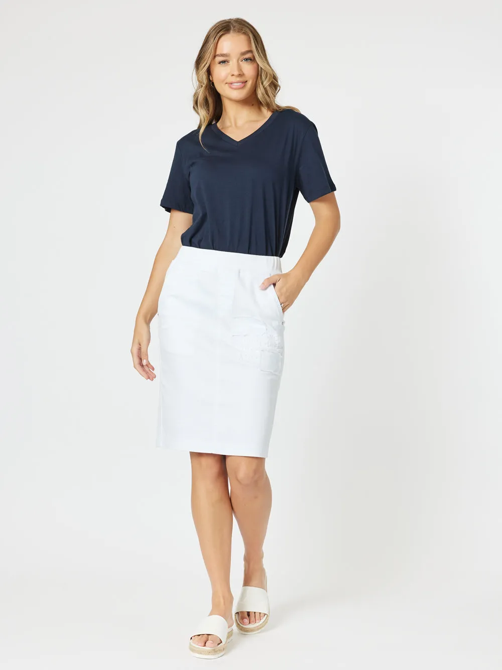 Portia Cotton Skirt - White