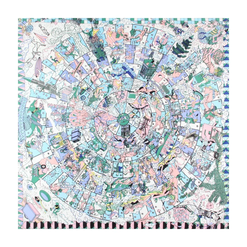 Pre Order:  Twill Silk Playground Printed Square Scarf