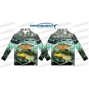 Profishent Long sleeve  Fishing Shirt Sublimated Trout- Kids