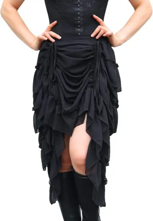 "Chic Black Pirate Steampunk High-Low Skirt for Women - Elegant Renaissance Style (2XL, XX-L)"