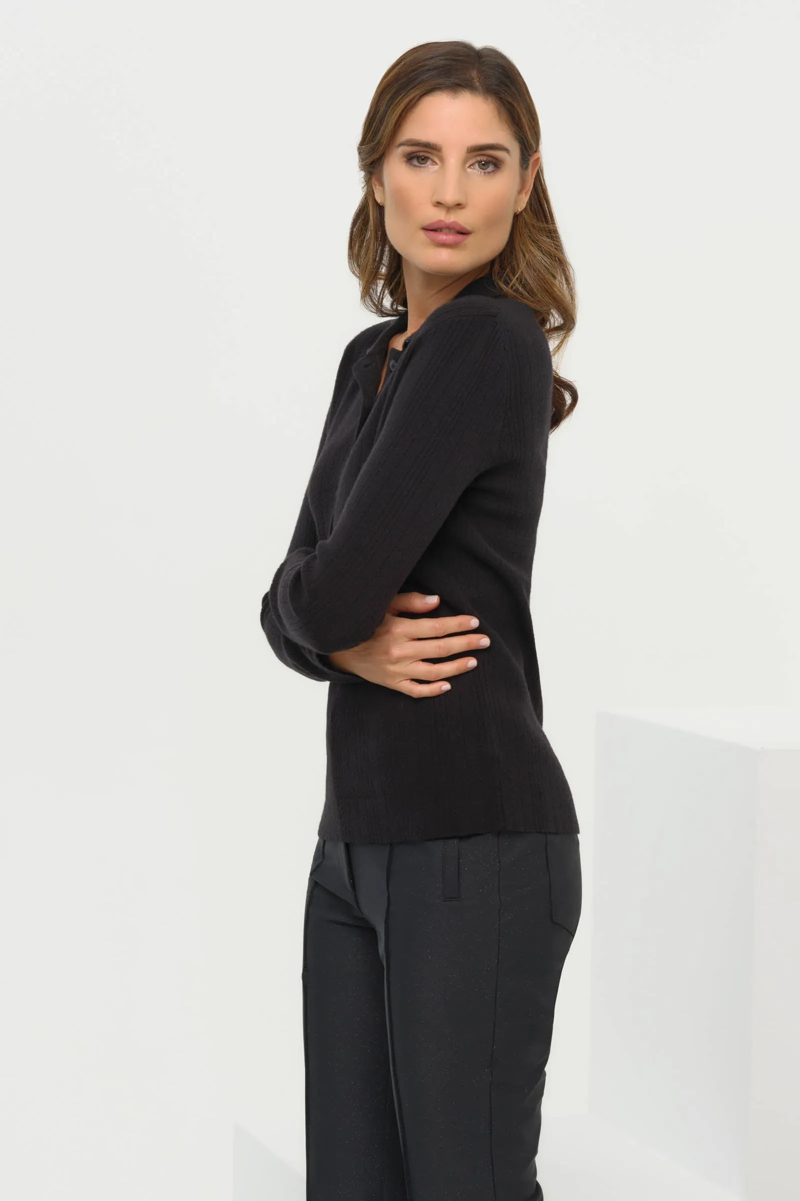 Rachel Ribbed Sweater Collared Top