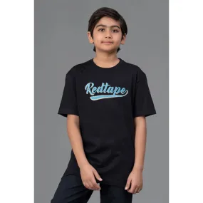 RedTape Kids Unisex T-Shirt- Best in Comfort| Cotton| Black Colour| Round Neck| Regular Fit