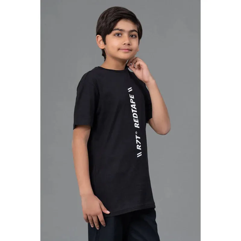 RedTape Unisex Kids T-Shirt- Best in Comfort| Cotton| Black Colour| Round Neck| Casual Look