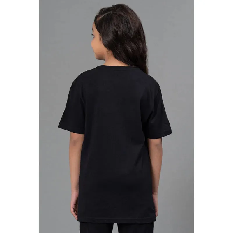 RedTape Unisex Kids T-Shirt- Best in Comfort| Cotton| Black Colour| Round Neck| Casual Look