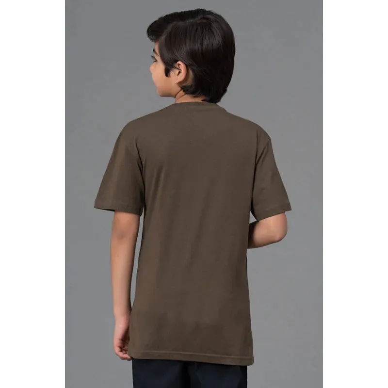 RedTape Unisex Kids T-Shirt- Best in Comfort| Cotton| Dark Olive Colour| Round Neck| Regular Look