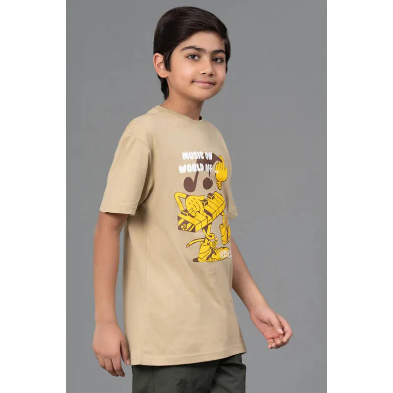 RedTape Unisex Kids T-Shirt- Best in Comfort| Cotton| Pale Olive Colour| Round Neck| Casual Look