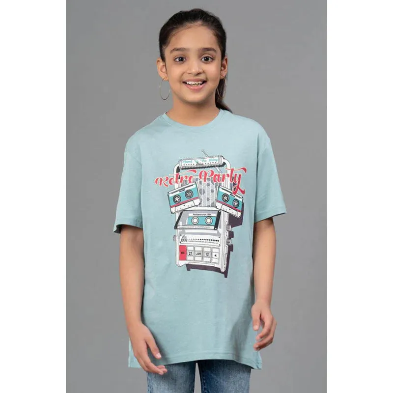 RedTape Unisex T-Shirt for Kids- Best in Comfort| Cotton| Light Sea Green Colour| Round Neck| Casual Look