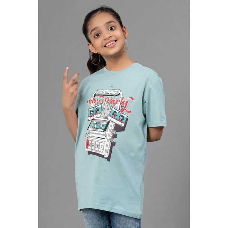 RedTape Unisex T-Shirt for Kids- Best in Comfort| Cotton| Light Sea Green Colour| Round Neck| Casual Look