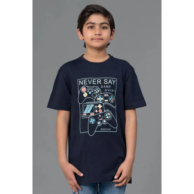 RedTape Unisex T-Shirt for Kids- Best in Comfort| Cotton| Navy Colour| Round Neck| Regular Fit