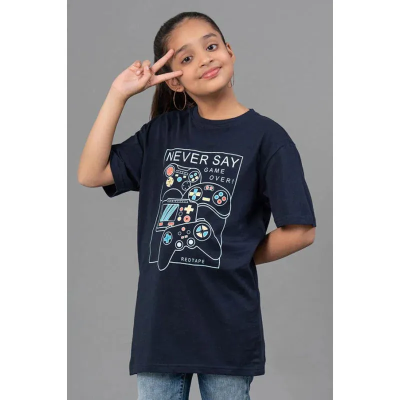 RedTape Unisex T-Shirt for Kids- Best in Comfort| Cotton| Navy Colour| Round Neck| Regular Fit