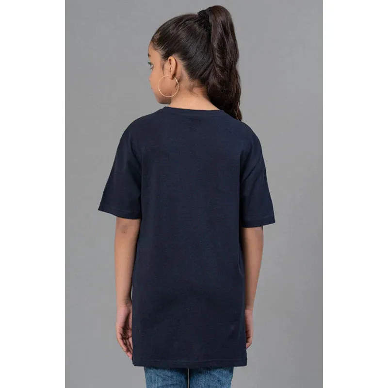 RedTape Unisex T-Shirt for Kids- Best in Comfort| Cotton| Navy Colour| Round Neck| Regular Fit