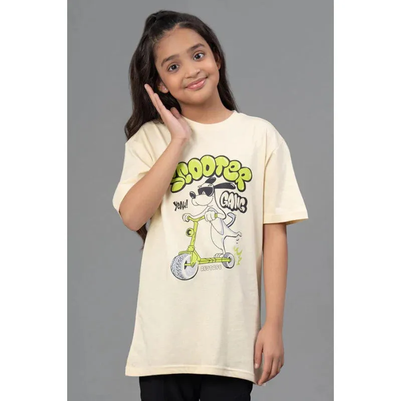 RedTape Unisex T-Shirt for Kids- Best in Comfort| Cotton| Pale Yellow Colour| Round Neck| Casual Look