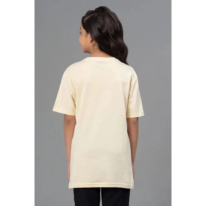 RedTape Unisex T-Shirt for Kids- Best in Comfort| Cotton| Pale Yellow Colour| Round Neck| Casual Look