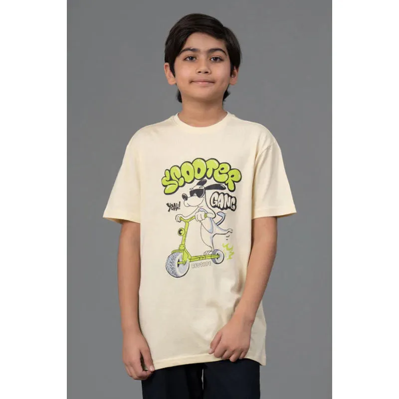 RedTape Unisex T-Shirt for Kids- Best in Comfort| Cotton| Pale Yellow Colour| Round Neck| Casual Look