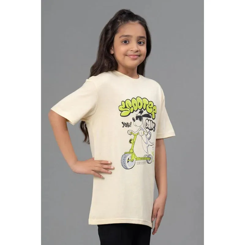 RedTape Unisex T-Shirt for Kids- Best in Comfort| Cotton| Pale Yellow Colour| Round Neck| Casual Look