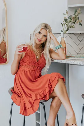 Refined Beauty Lace Dress In Tangerine