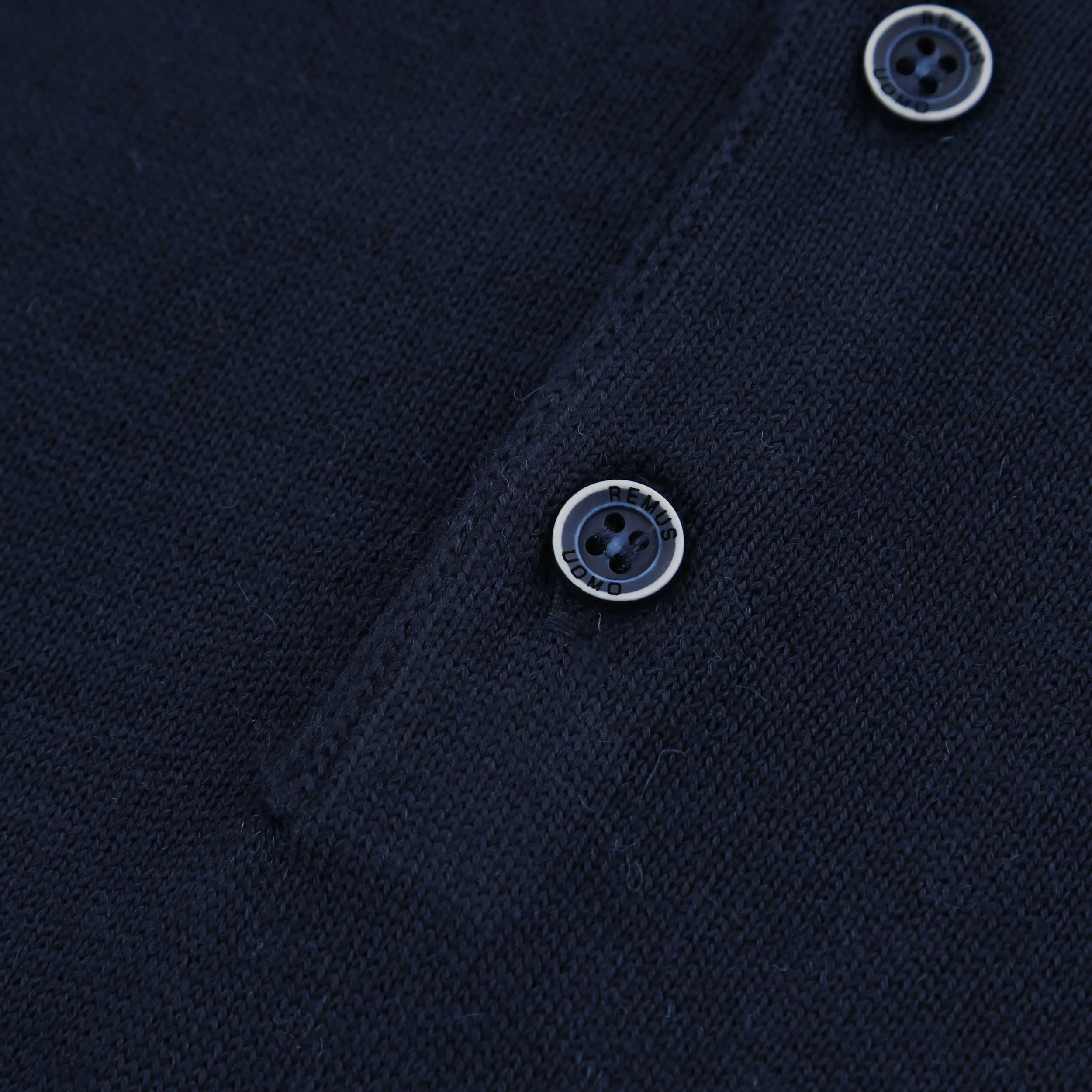 Remus Uomo 3 Button Knitted Polo Shirt in Navy