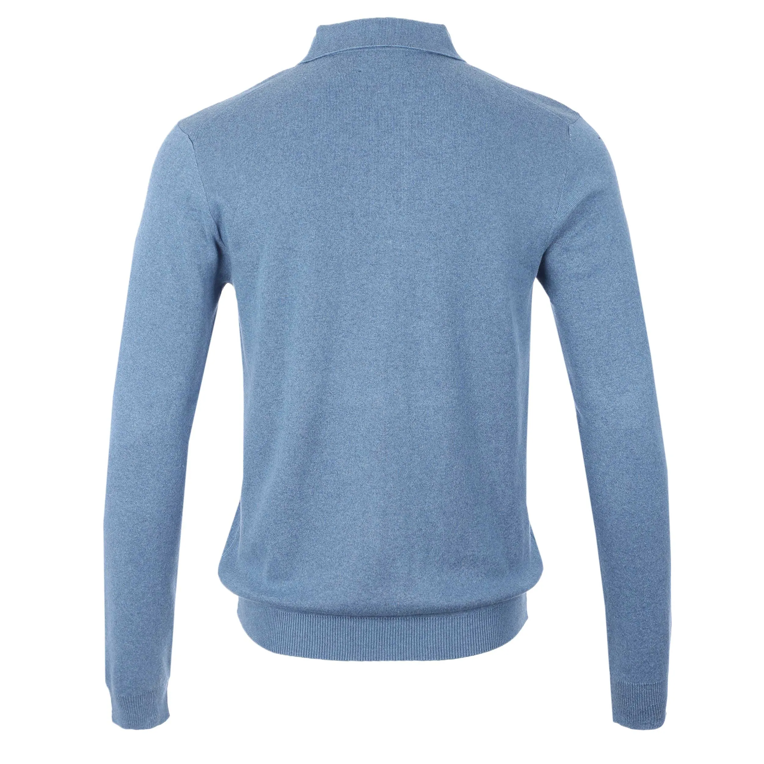 Remus Uomo Chunky 3 Button Knitted Polo Knitwear in Sky Blue