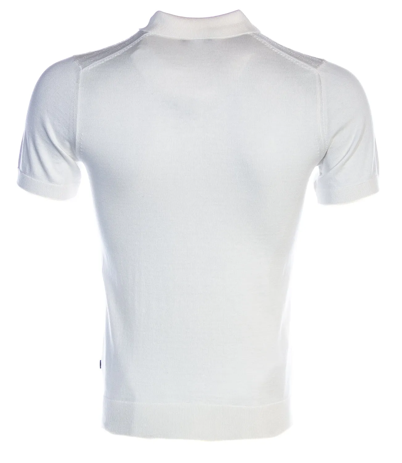 Remus Uomo Knitted Zip Polo Shirt in Off White