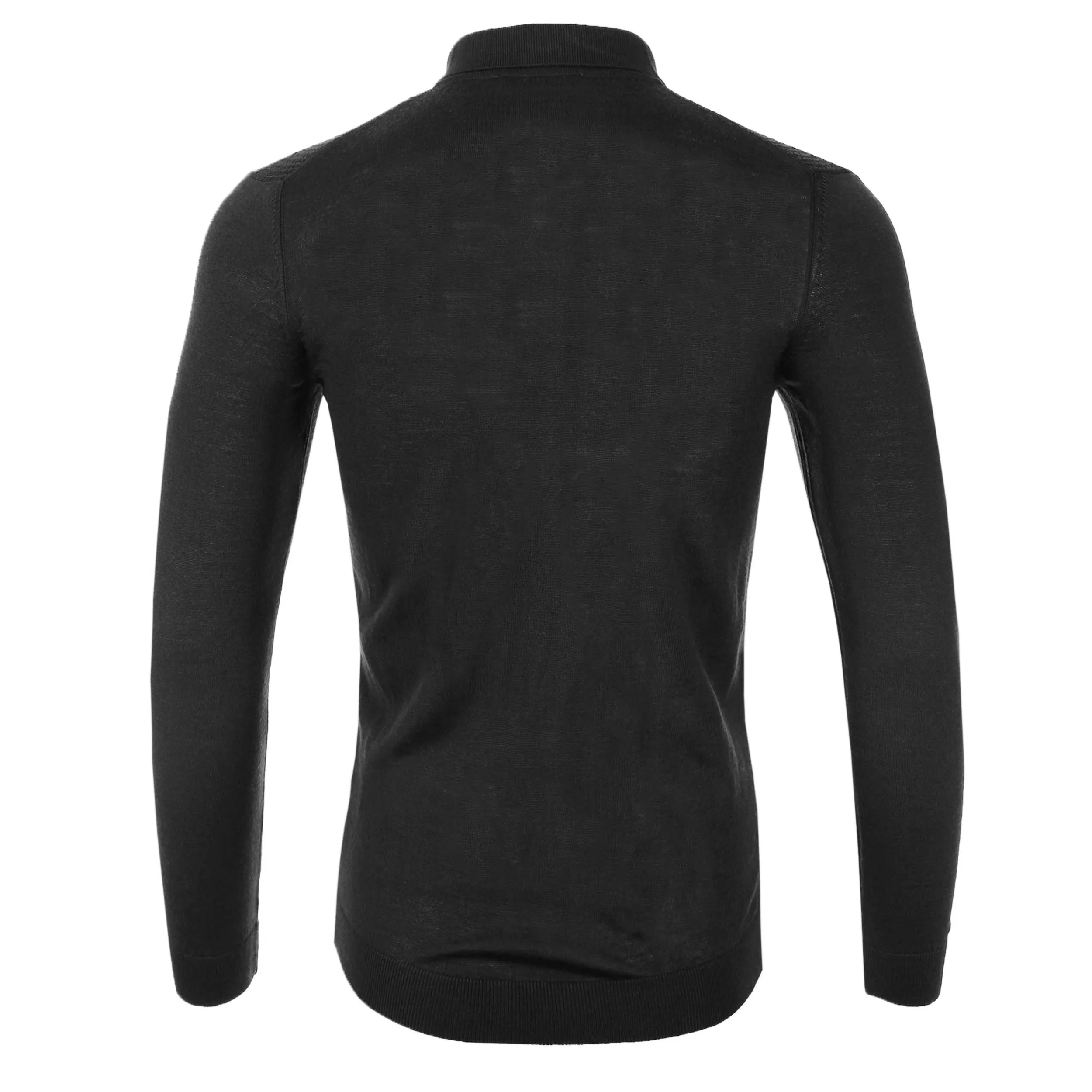 Remus Uomo Waffle Front Knitted Polo in Black