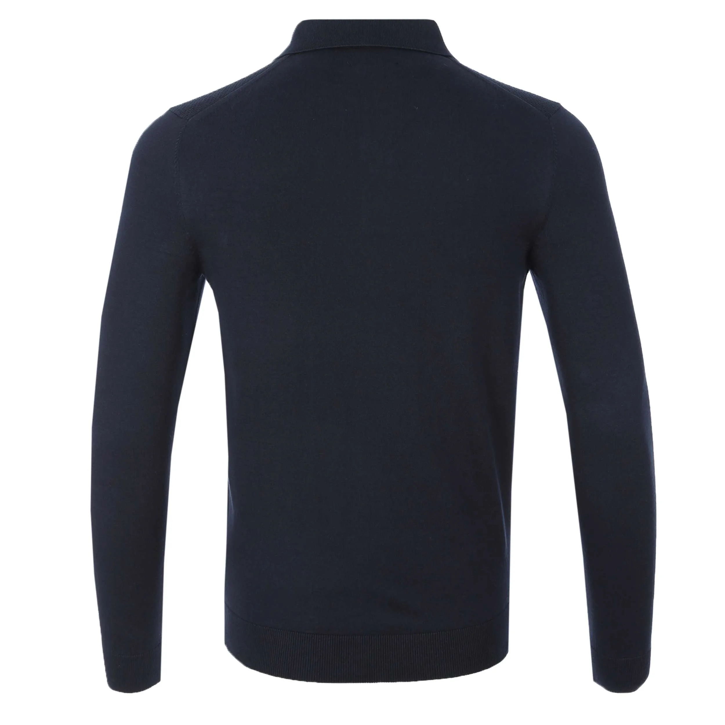 Remus Uomo Waffle Front Knitted Polo in Navy