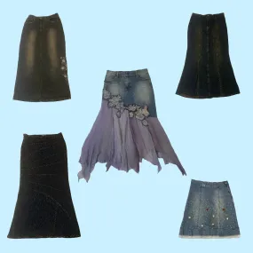 Retro Y2K Long Denim Skirts (GRV-8-005)