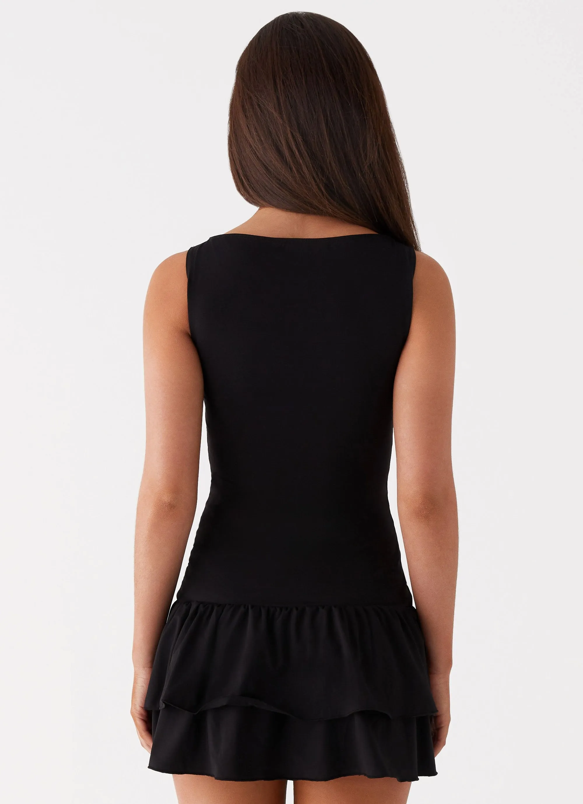 Rhiannon Frill Mini Dress - Black