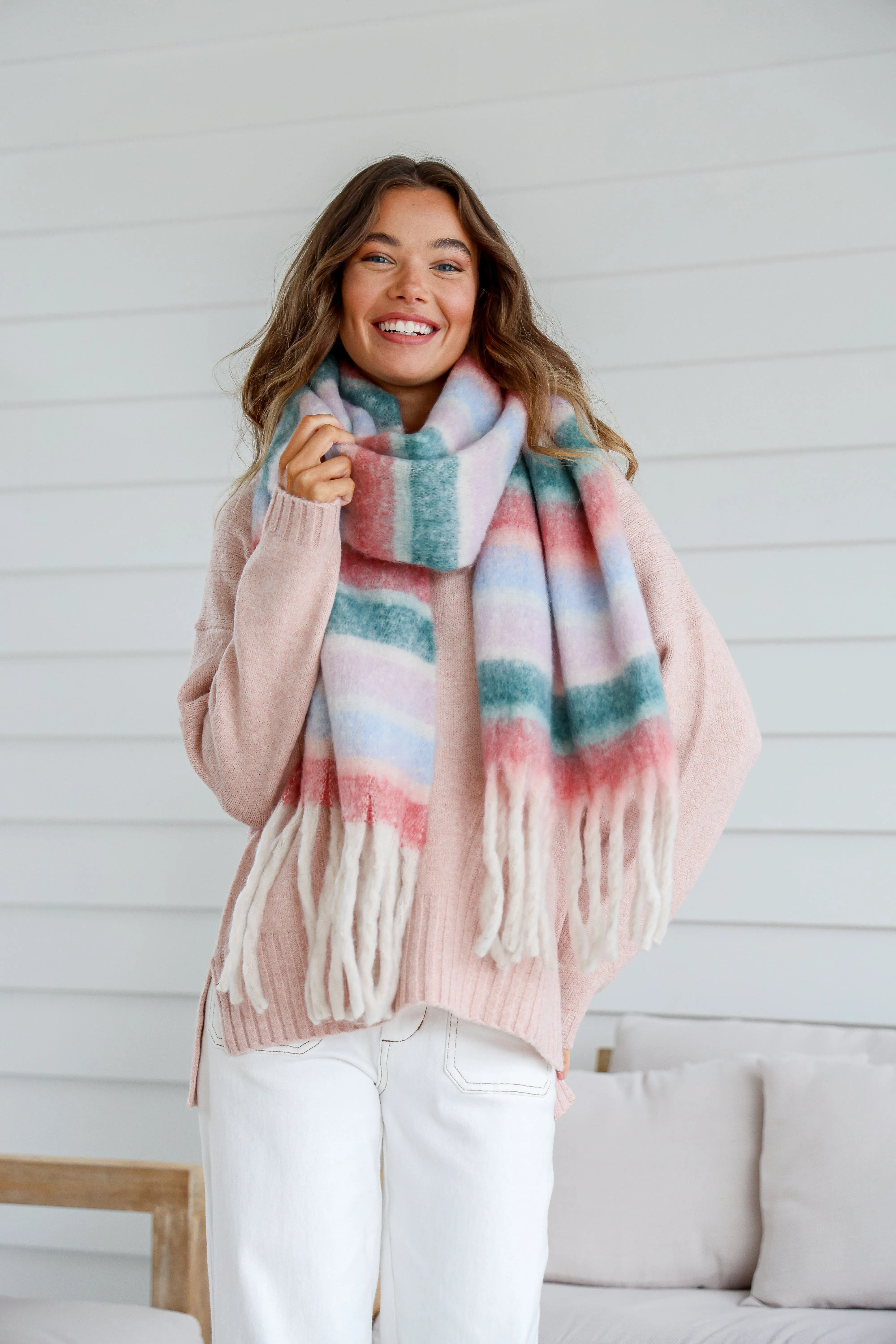 Rosa Fluffy Scarf - Striped