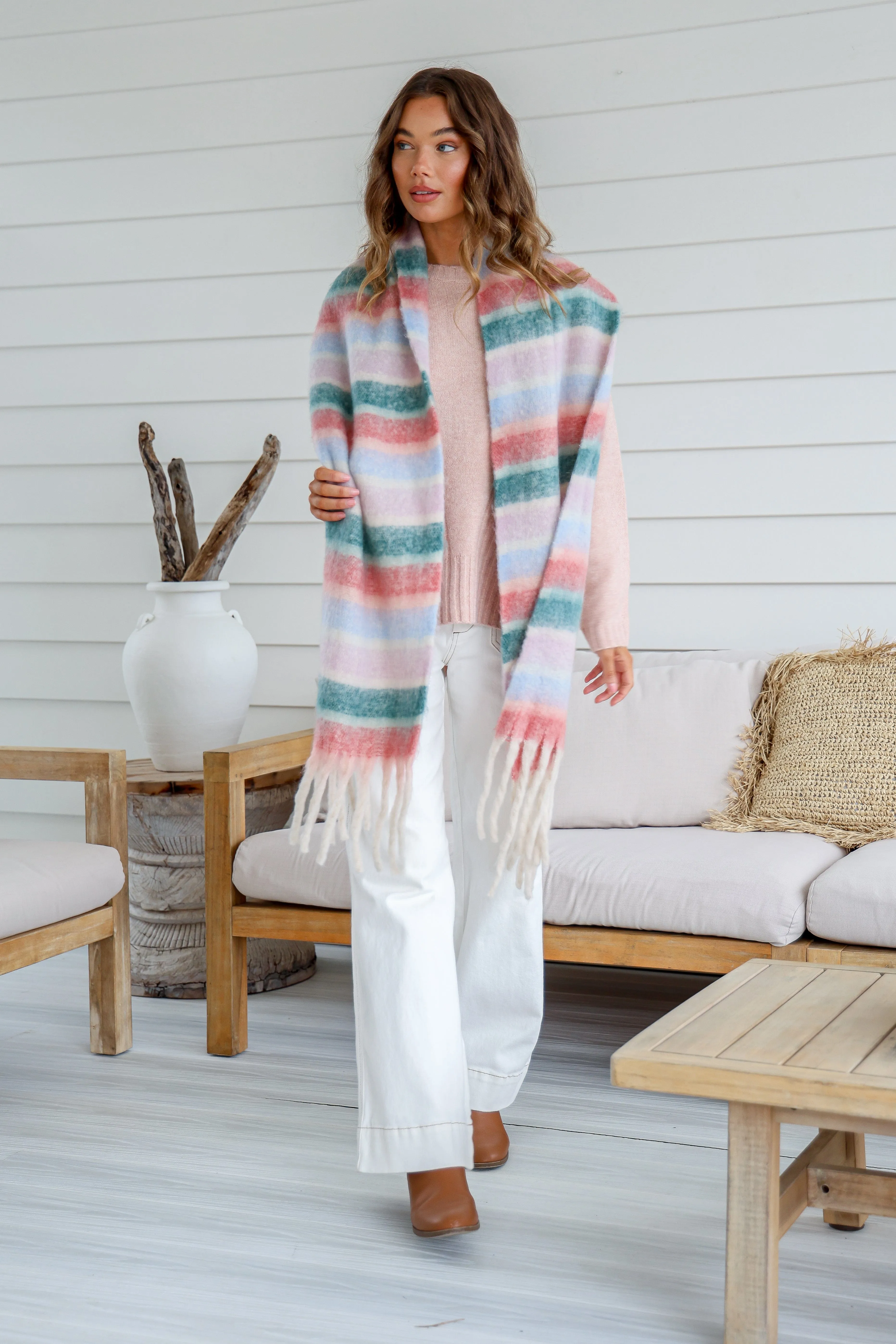 Rosa Fluffy Scarf - Striped