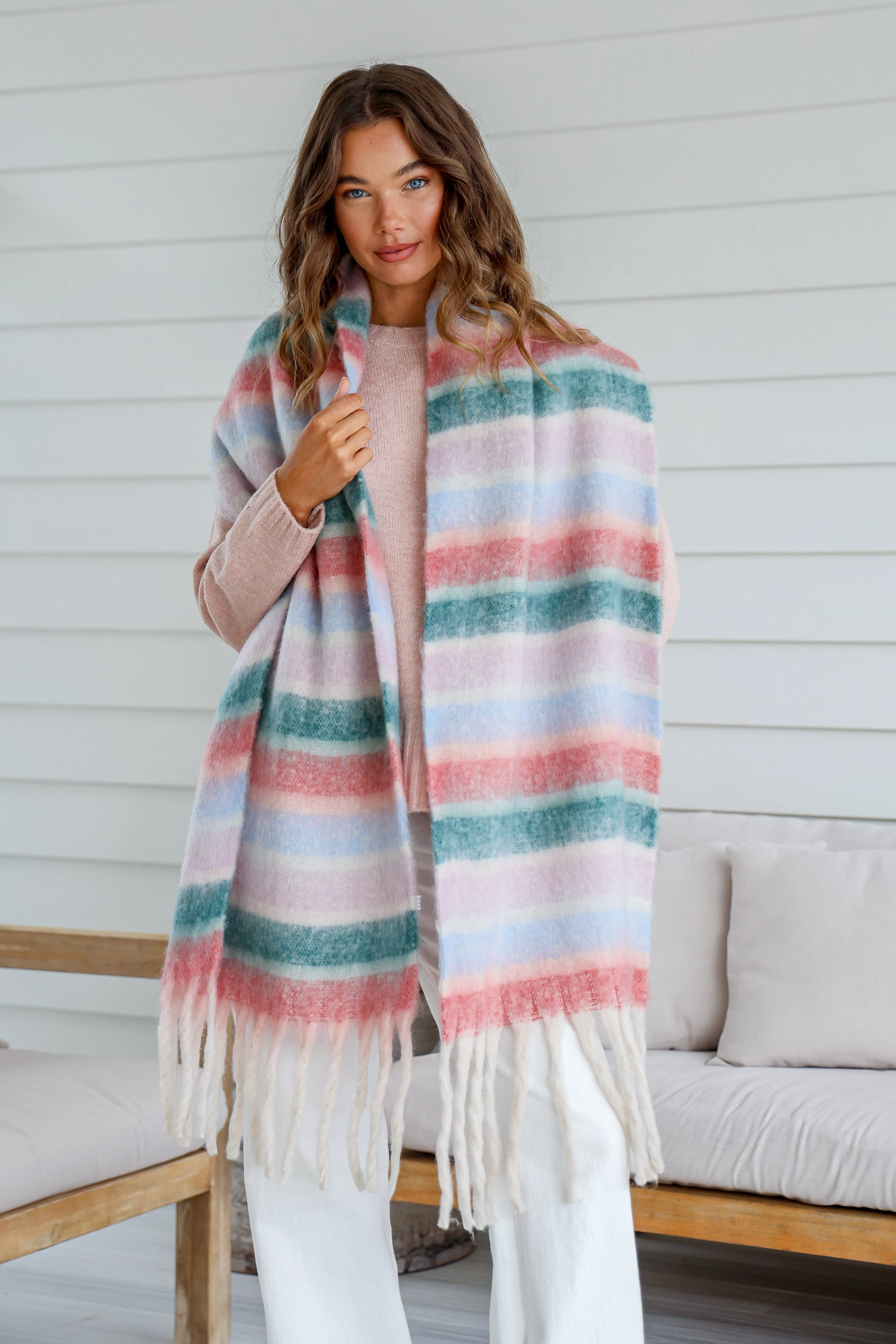 Rosa Fluffy Scarf - Striped