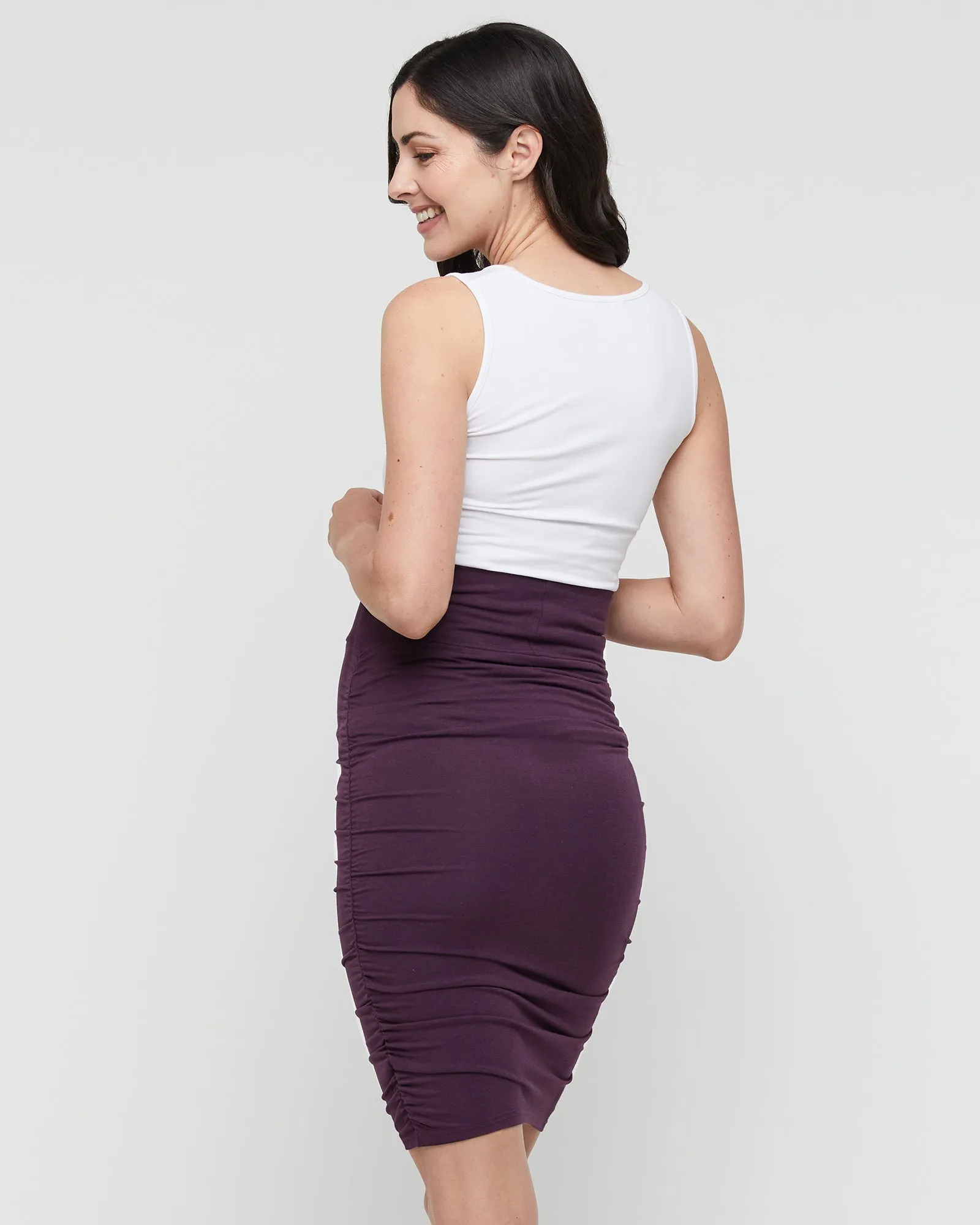 Ruched Maternity Skirt - Plum