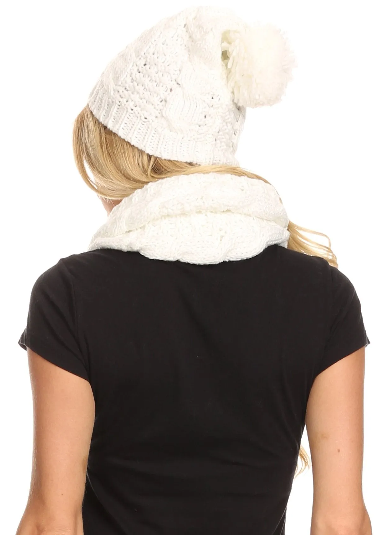 Sakkas Haile Metallic Threaded Woven Classic Hat Beanie And Infinity Scarf Set