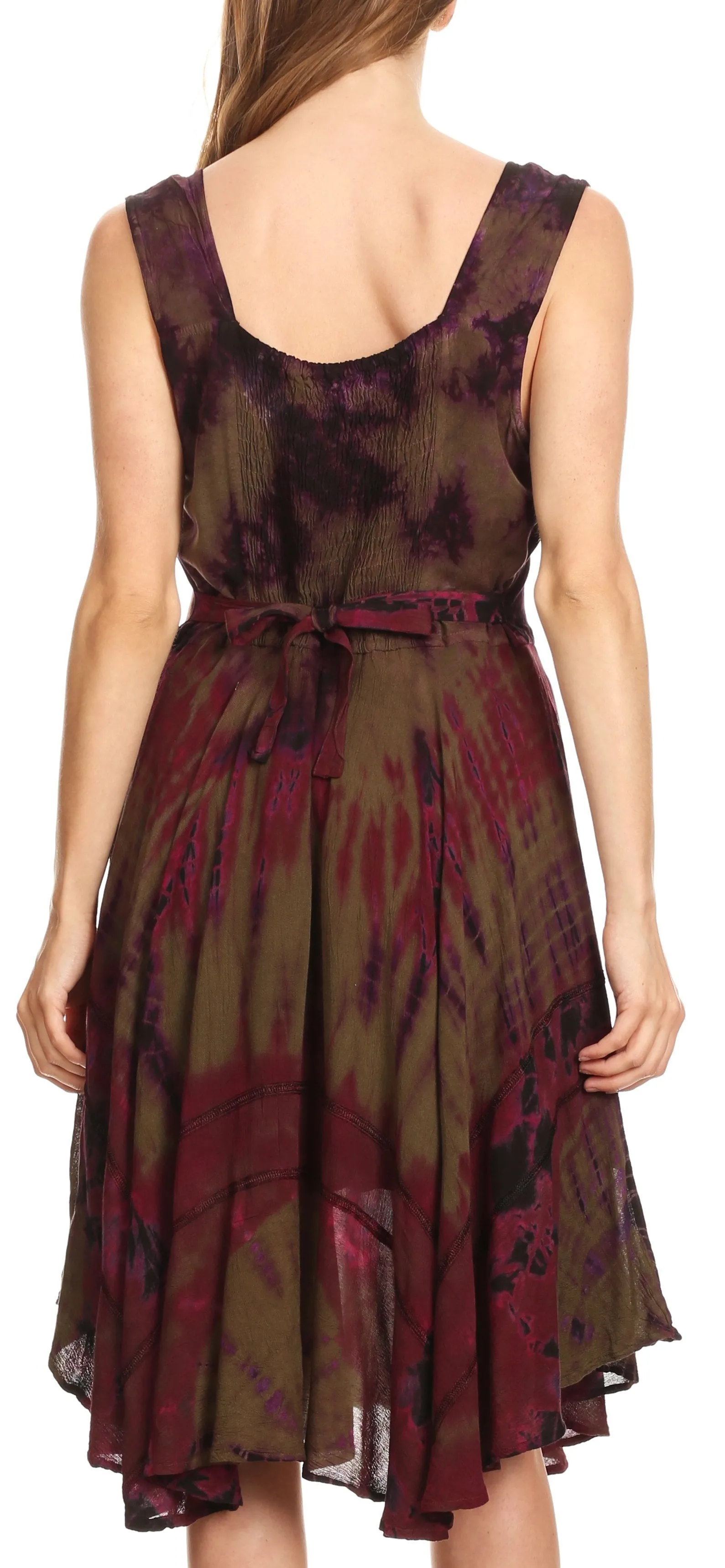 Sakkas Mathilde  Marble Tie-dye Sleeveless Tank Dress Tiered and Corset