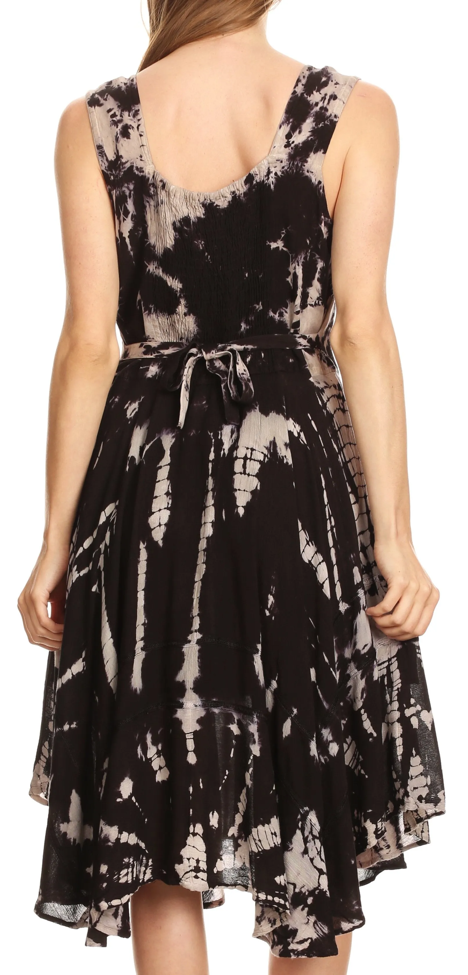 Sakkas Mathilde  Marble Tie-dye Sleeveless Tank Dress Tiered and Corset