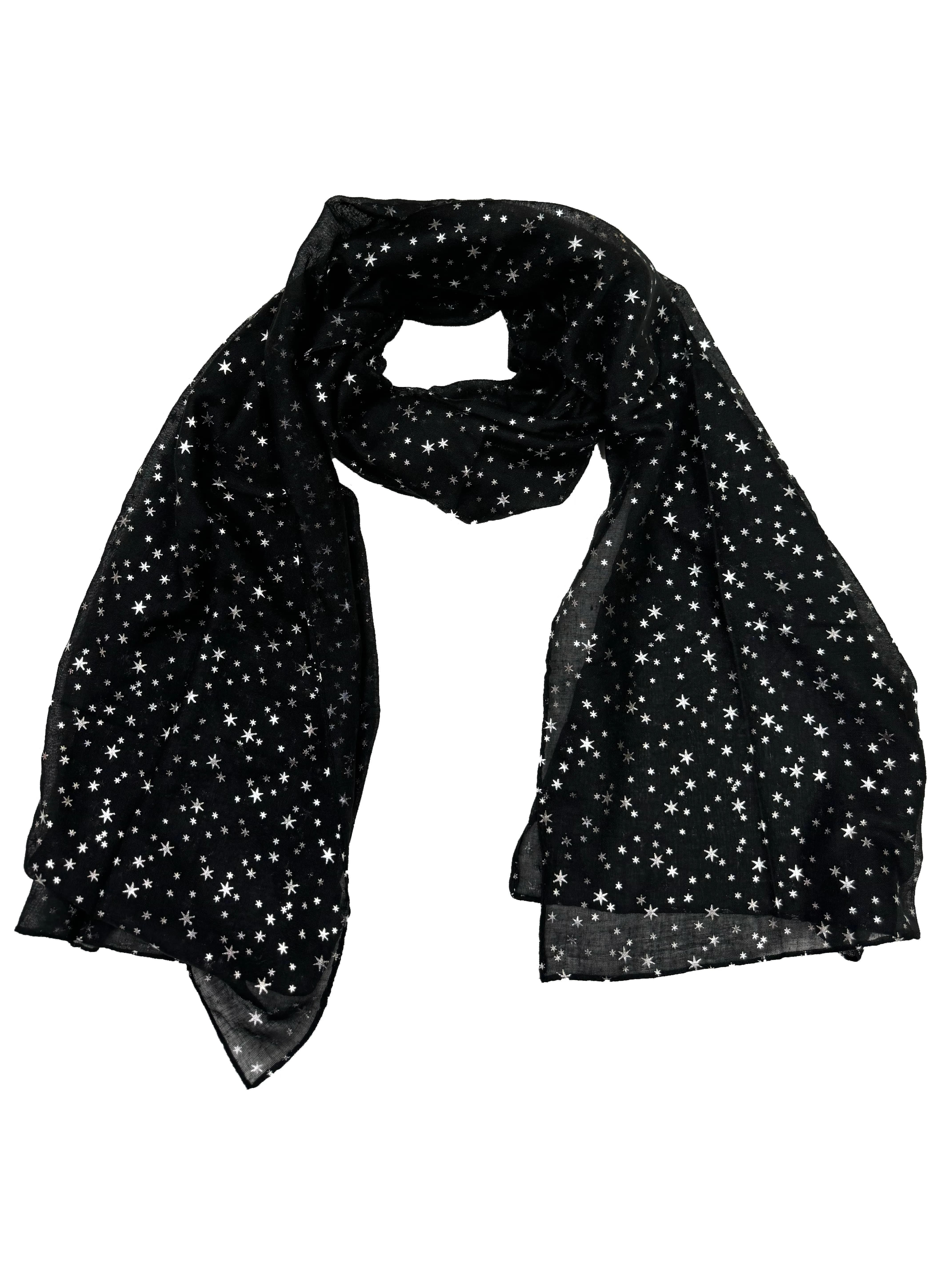 Scarf with Silver Foil Stars