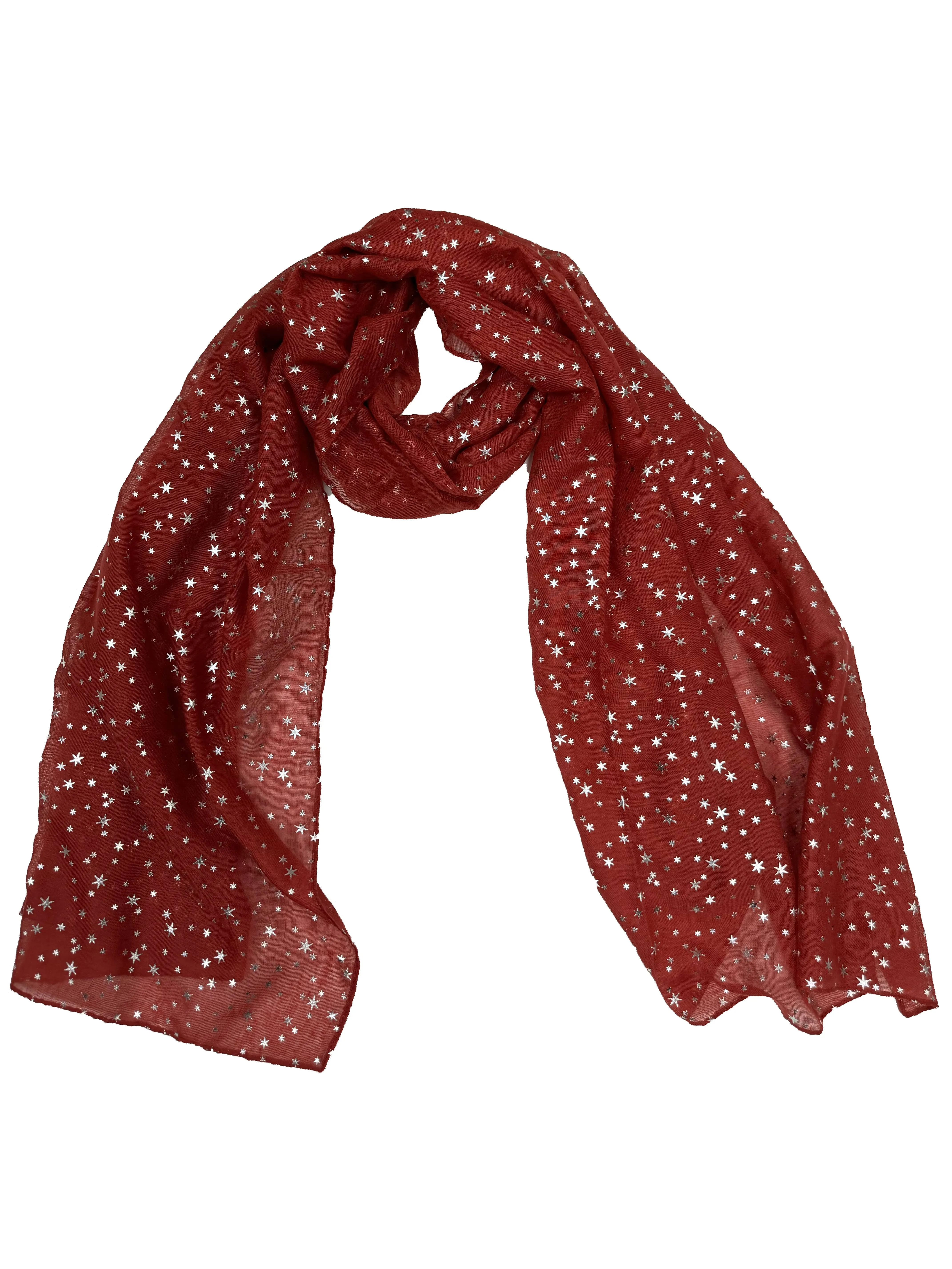 Scarf with Silver Foil Stars