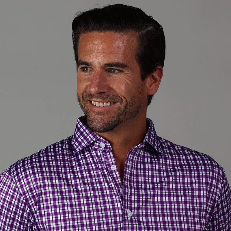 Semi-Spread Collar Polo Westport Purple Tattersall