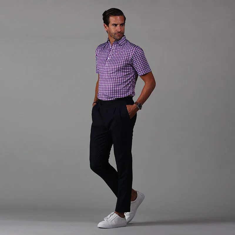 Semi-Spread Collar Polo Westport Purple Tattersall