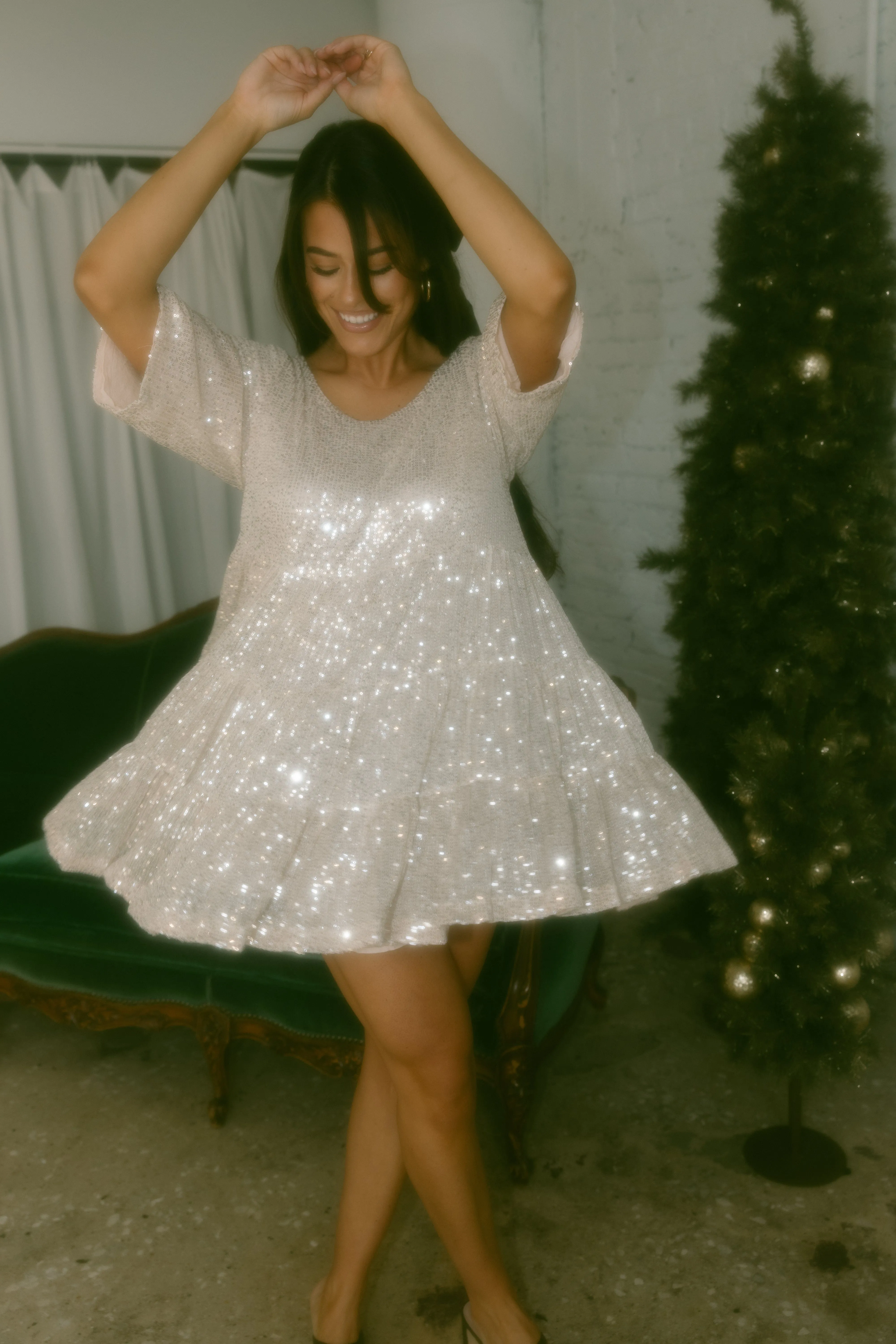 Sequin Babydoll Dress