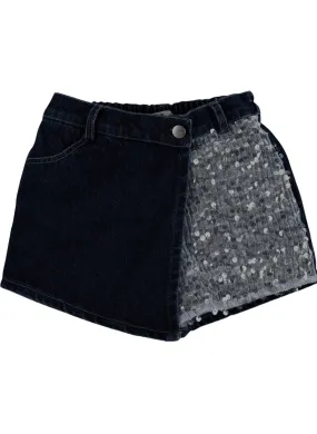 Sequin Denim Skort