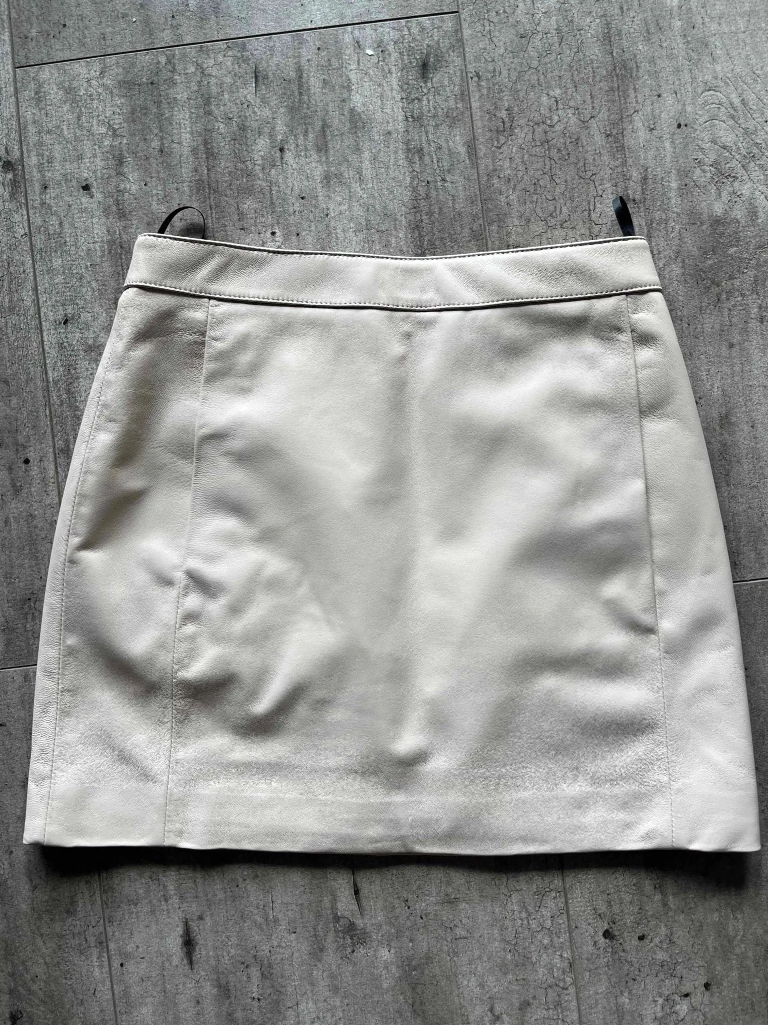 Sheepskin High Waist Leather Mini Skirt - Genuine Leather, Casual Style, Solid, A-Line | Women's Fashion Skirt