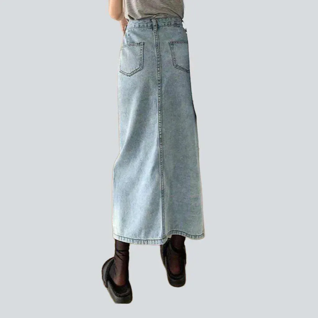 Side split women's denim skirt