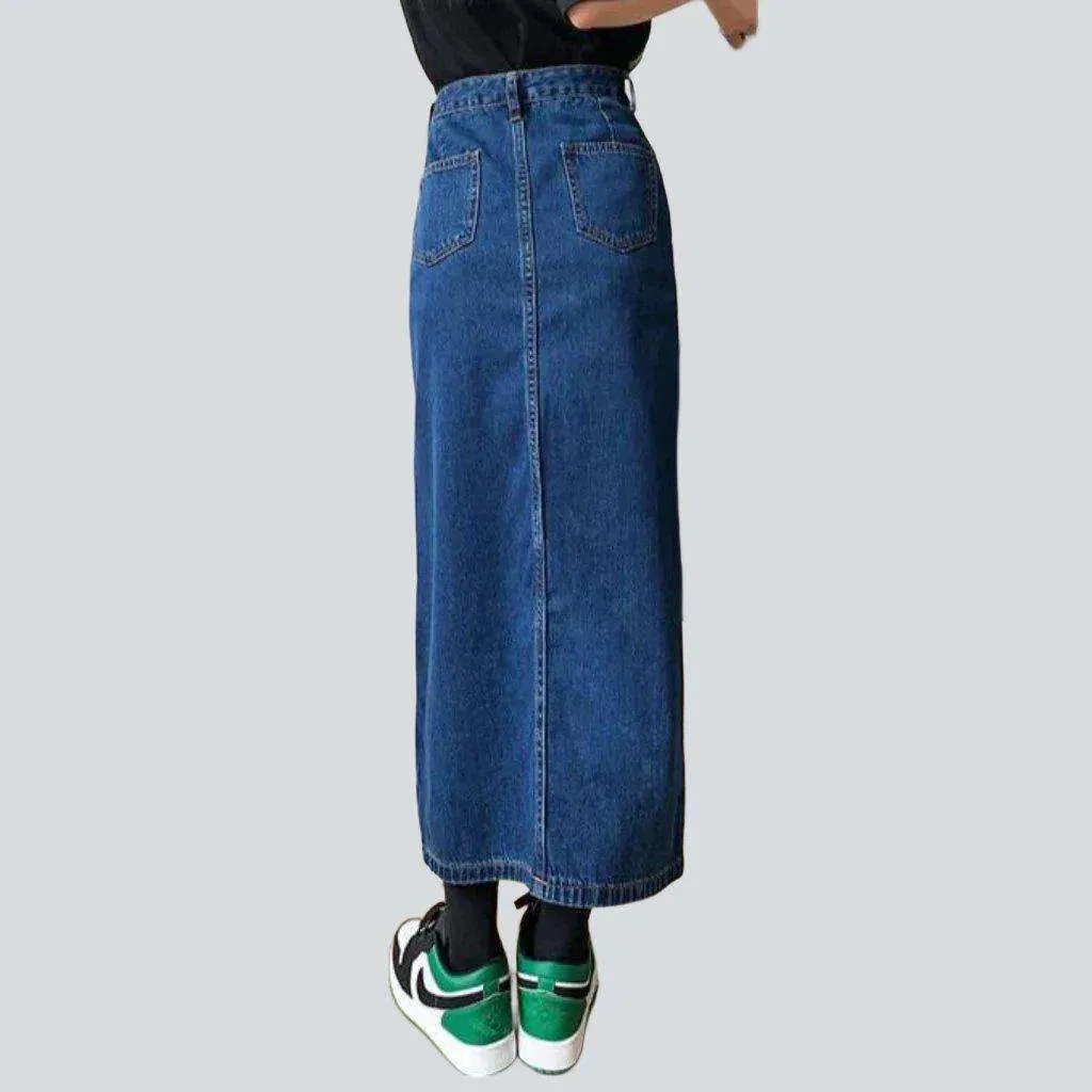 Side split women's denim skirt